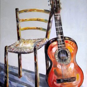 SEDIA E CHITARRA Acrilico su tela - 2001 - 60x80