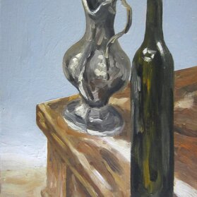 NATURA MORTA CON ARGENTERIA olio su tela - 1999 - 35X50