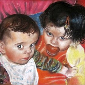 ANNA ED EMI creta su MDF - 2009 - 50x70