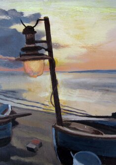 POLICORO LANTERNA olio su cartone telato - 1996 - 24x30