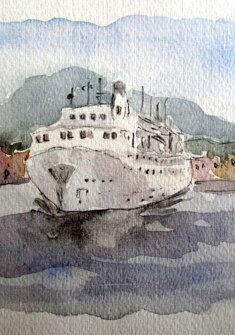 ARRIVO IN PORTO acquerello - 2000 - 24x30