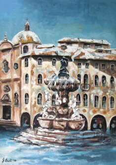 NEVE IN PIAZZA DUOMO olio su tavola - 1999 - 50x70