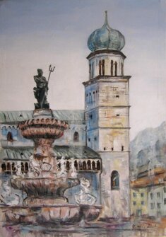 LA FONTANA DEL NETTUNO olio su tela - 2002 - 50 x 70