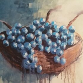 NATURA MORTA CESTINO DI UVA olio su tela - 2004 - 60 x 80