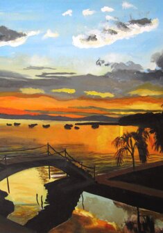 TRAMONTO SUL TRANSIMENO Acrilico su tela - 1996 - 40 x 60