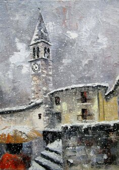 SOTTO LA NEVE olio su tela - 2013 - 50x70