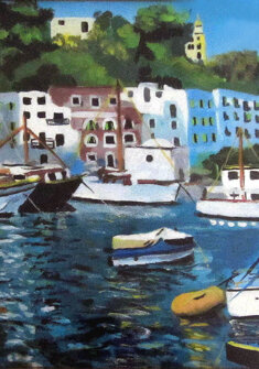 PAESINO COSTA AMALFITANA olio su tela - 1996 - 30x60