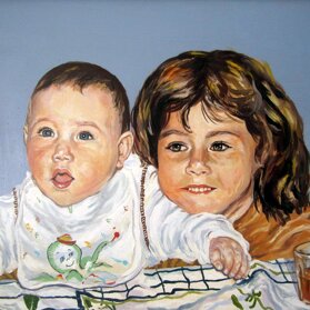 SERENA E GIORGIA Acrilico su tela - 2002 - 50x70