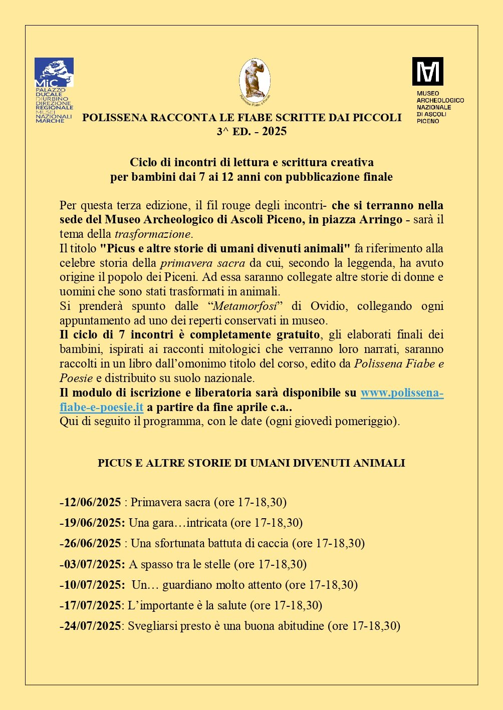 Modulo di iscrizione "Polissena racconta le fiabe scritte dai piccoli ed. 25" da inviare compilato e firmato a: polissena2022@libero.it
