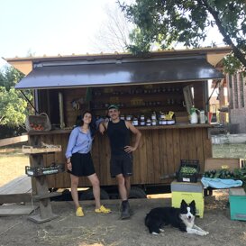 Il nostro barachin! Il nostro punto vendita dove acquistare verdure appena colte ed i prodotti dell'alveare