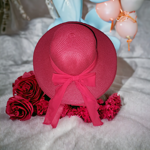 cappello-donna-mare-con-pashmina-in-voile-diametro-40cm-color-rosso