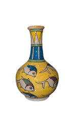 anfora-persiana-decoro-pesci-su-fondo-giallo