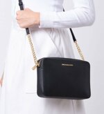 tracolla-michael-kors-jet-set-item-pelle-nera-gold