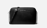 tracolla-michael-kors-jet-set-item-pelle-nera-silver