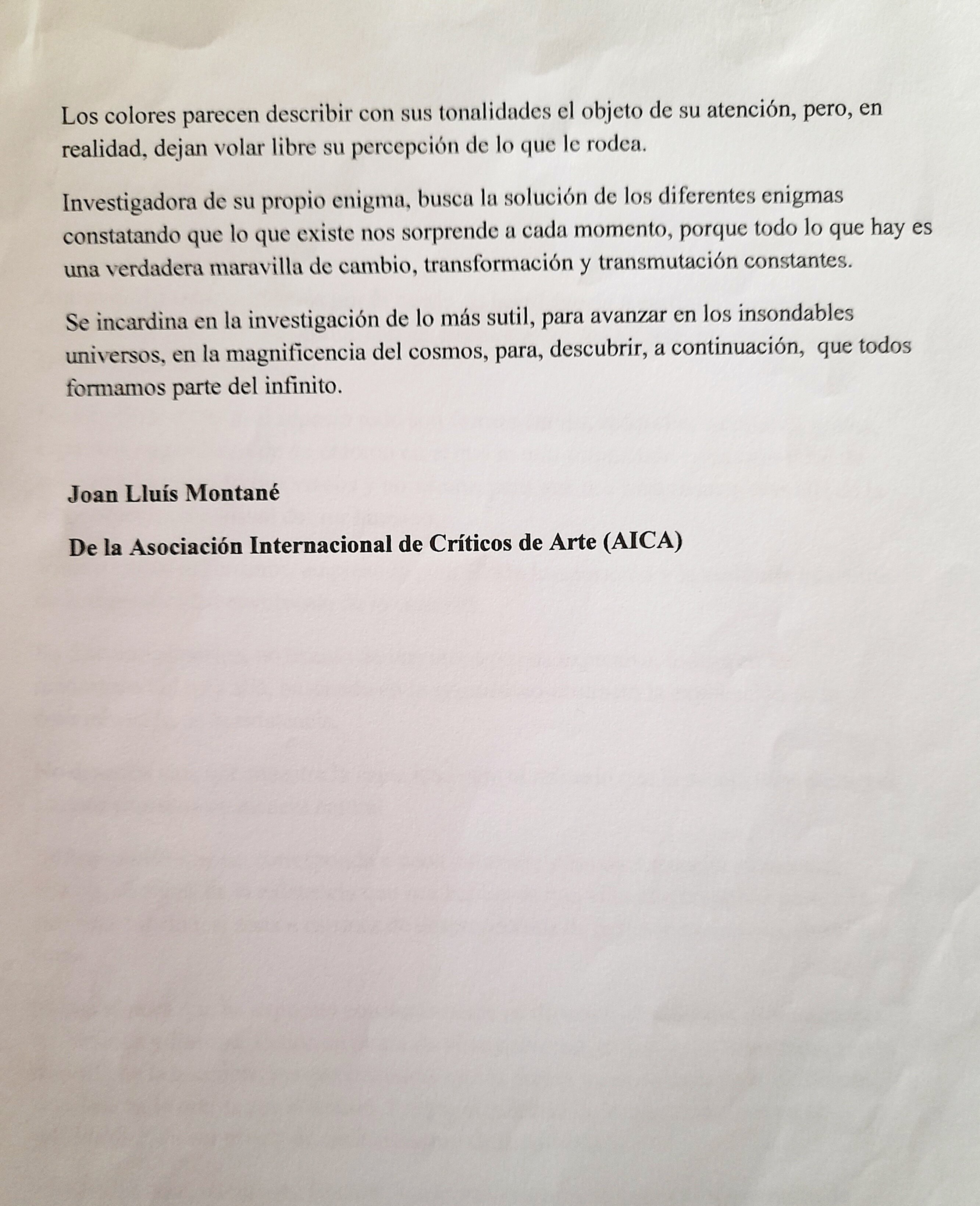 CRITICA DI Joan LOUIS MONTANE'