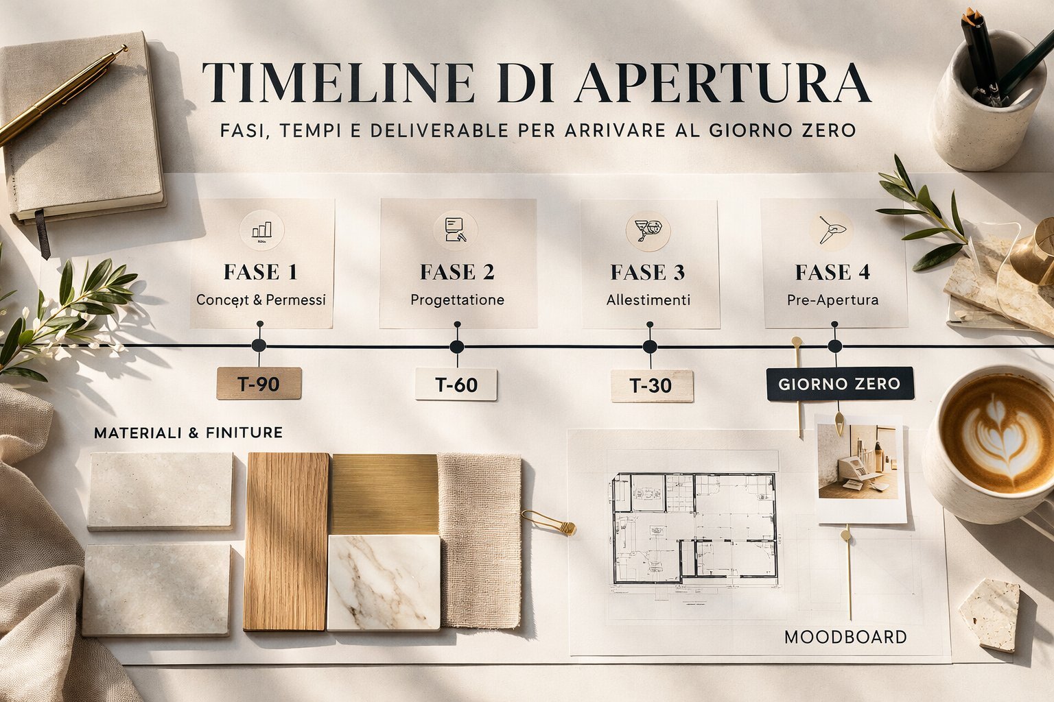 Timeline di apertura: fasi, tempi e deliverable per arrivare al giorno zero senza rincorrere