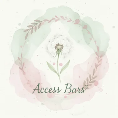 Acquerello con sfondo rosa cipria e verde salvia e fiore di tarassaco al centro - Access Bars Acquerello con sfondo rosa cipria e verde salvia e fiore di tarassaco al centro - Access Bars