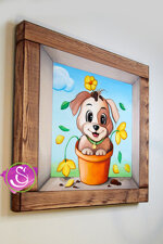 quadro-cuccioli-sulla-finestra-fiori-combinaguai