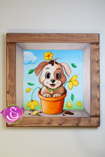 quadro-cuccioli-sulla-finestra-fiori-combinaguai