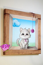 quadro-cuccioli-sulla-finestra-gattino-gomitolo