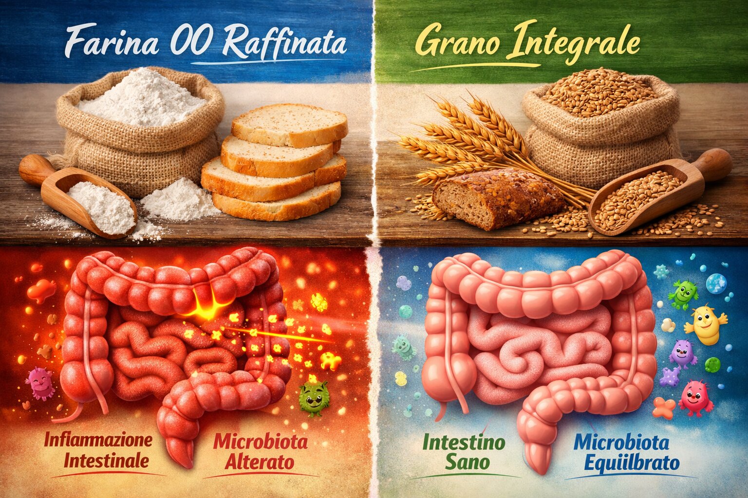 Farina 00 e salute intestinale: Perché l’alimento più diffuso può diventare un fattore di infiammazione cronica Farina 00 e salute intestinale: Perché l’alimento più diffuso può diventare un fattore di infiammazione cronica