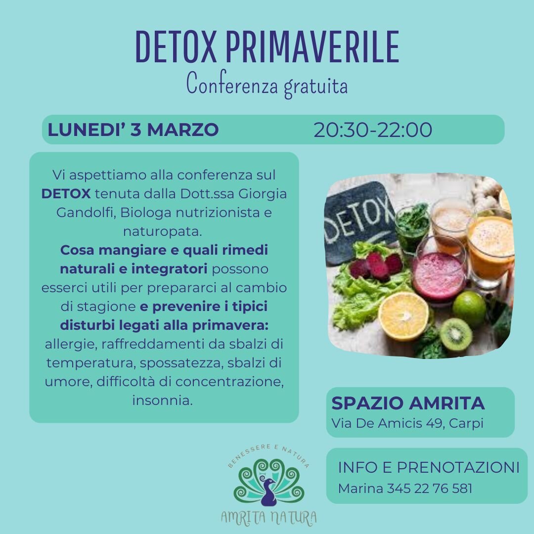 DETOX PRIMAVERILE: incontro gratuito a Carpi DETOX PRIMAVERILE: incontro gratuito a Carpi