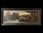 sovrapporta-ad-olio-su-tela-con-viandanti-a-pesca-presso-ponte-mammolo-fine-xvii-secolo