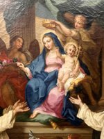 sebastiano-conca-madonna-del-rosario-su-rara-cornice-intagliata-e-intarsiata-di-vetri