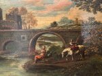 sovrapporta-dipinto-ad-olio-su-tela-raff-viandanti-a-pesca-presso-ponte-mammolo-fine-xvii-secolo