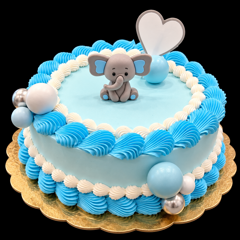 torta azzurra con elefantino e cuore