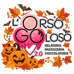 logo gelateria autunnale con zucche espressive