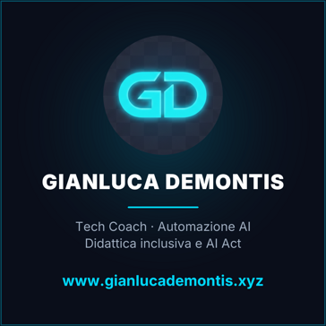 Logo di Gianluca Demontis, tech coach: automazione con l'intelligenza artificiale, didattica inclusiva e AI Act