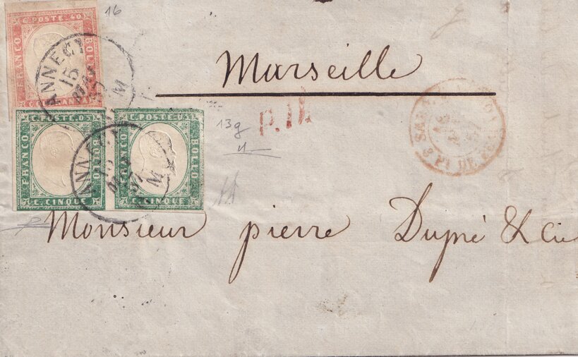 Contea di Nizza e Savoia affrancatura per Marsiglia