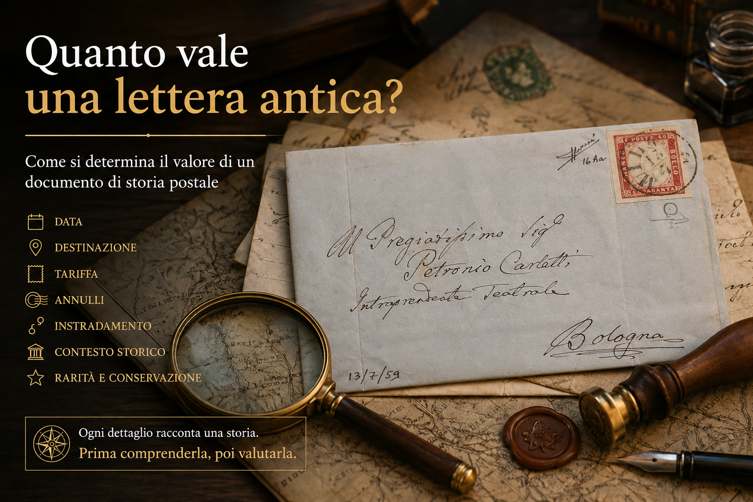 Quanto vale una lettera antica? Come si determina il valore di un documento di storia postale