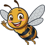 Illustrazione premium di un'ape sorridente che saluta, mascotte di Apixagon