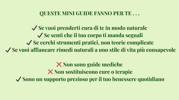 per chi sono queste guide ✔ se vuoi prenderti cura di te in modo naturale ✔ se senti che il tuo corpo ti manda segnali ✔ se cerchi strumenti pratici, non teorie complicate ✔ se vuoi affiancare rim per chi sono queste guide ✔ se vuoi prenderti cura di te in modo naturale ✔ se senti che il tuo corpo ti manda segnali ✔ se cerchi strumenti pratici, non teorie complicate ✔ se vuoi affiancare rim
