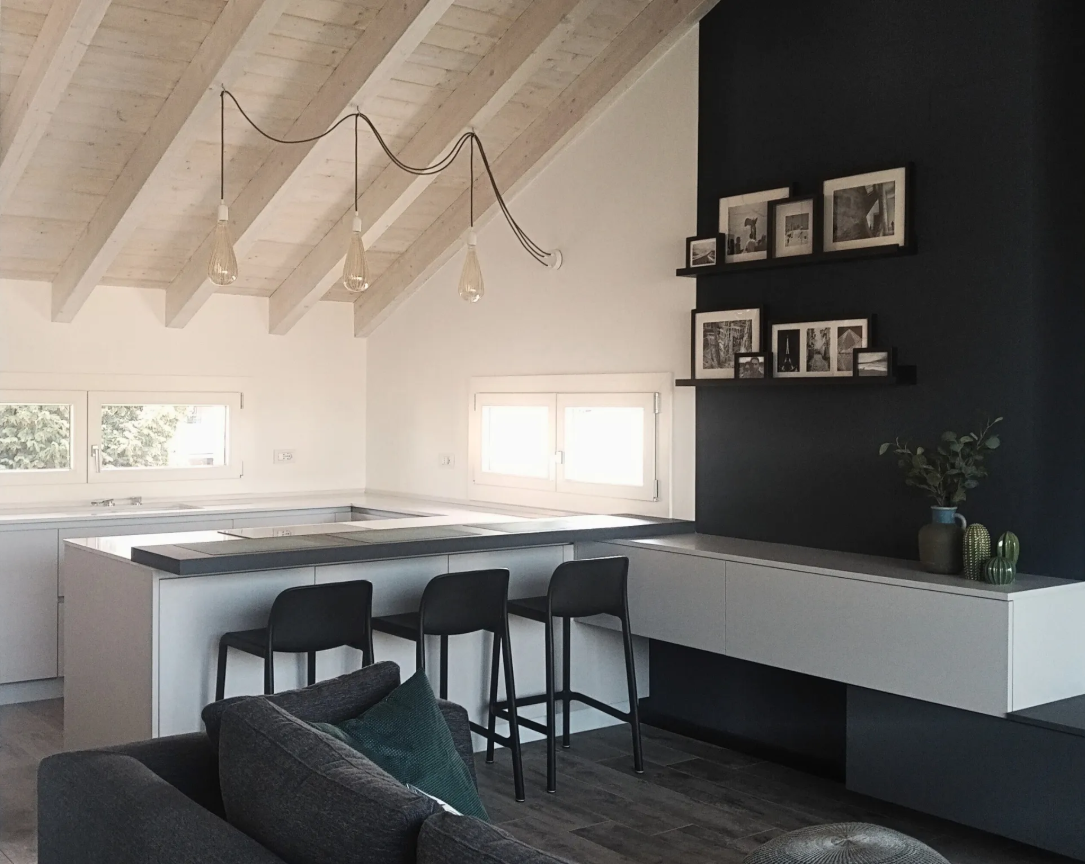 Interior design contemporaneo per un sottotetto a Milano.