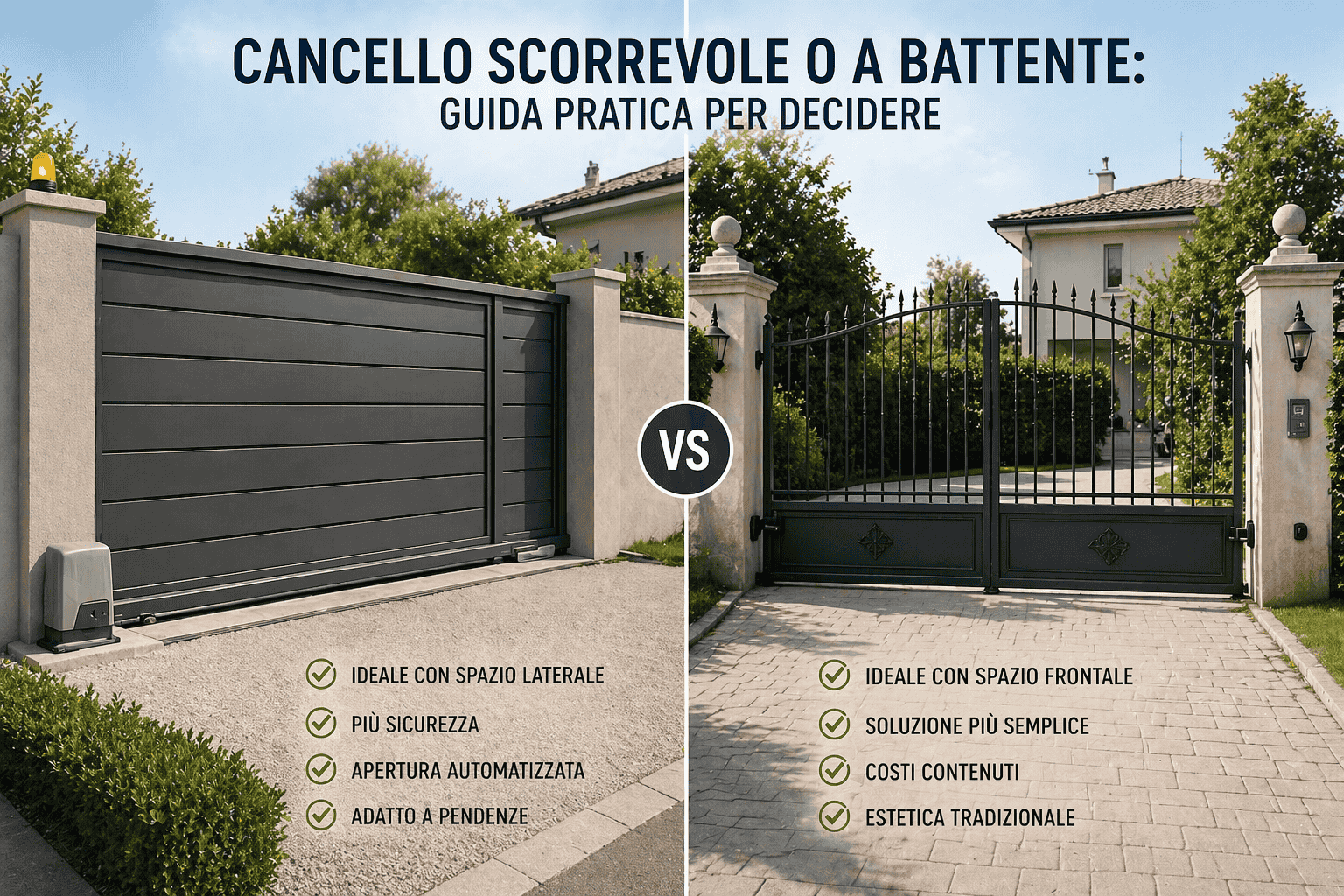 Cancello scorrevole o a battente: guida pratica per decidere