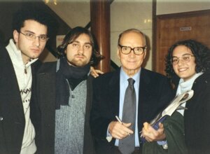 con Morricone e l'arpista Roberta Inglese