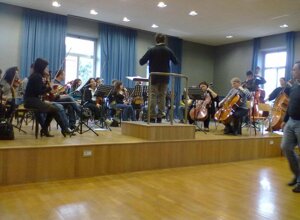 in prova con l'orchestra