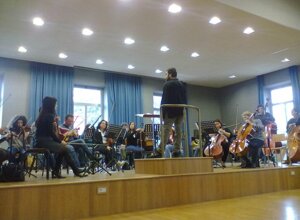 in prova con l'orchestra