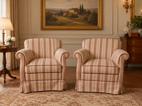 salotto classico con poltrone a righe