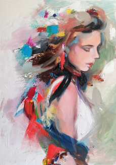esodo dai pensieri e dal tempo, acrilico e olio su tela, 50x70 cm, 2026.jpeg