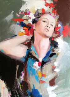 stati del pensiero nel tempo n.1, acrilico e olio su tela, 50x70 cm, 2026.jpeg