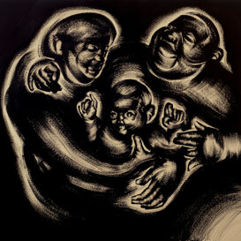 Tre figure, 95x99 cm
