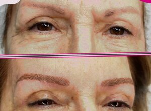 Trucco semipermanente sopracciglia ad Alghero prima e dopo risultato naturale