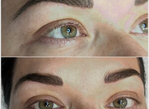 Dermopigmentazione sopracciglia per cliente di Bologna prima e dopo effetto naturale