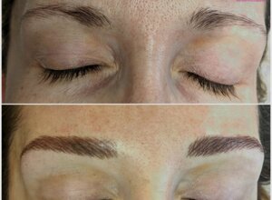 Microblading sopracciglia per cliente di Sassari prima e dopo risultato naturale