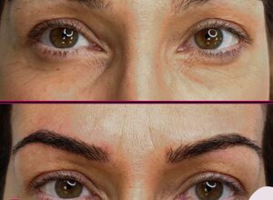Sopracciglia effetto pelo per cliente di Sassari prima e dopo effetto naturale