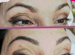 Trucco semipermanente sopracciglia per cliente di Bologna prima e dopo effetto naturale